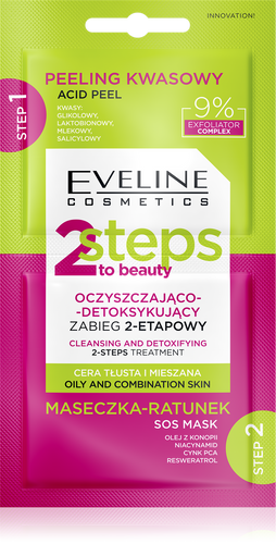 Eveline 2 Steps To Beauty Oczyszczająco-Detoksykujący Zabieg 2-Etapowy 2x4ml