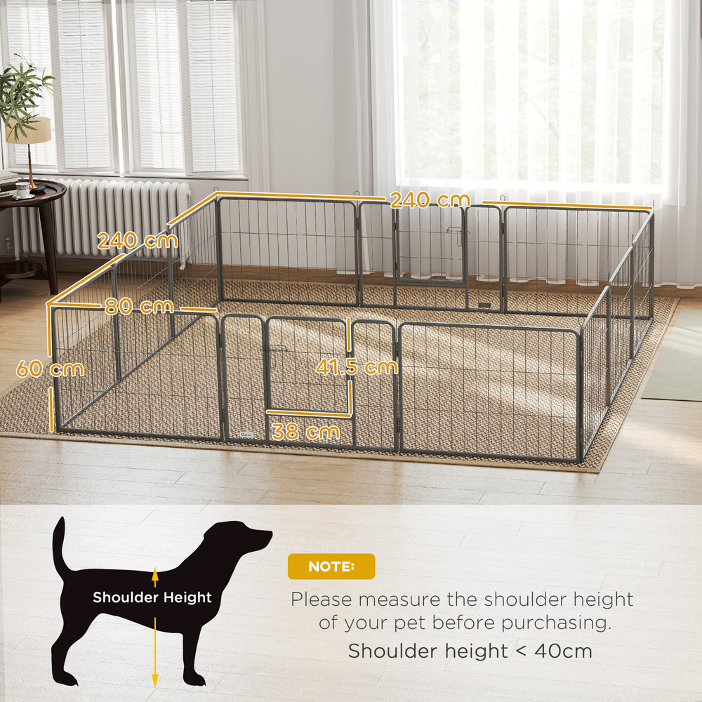 PawHut 12 Panels Heavy Duty Puppy Playpen, for Small Dogs, Indoor and Outdoor Use - Silver