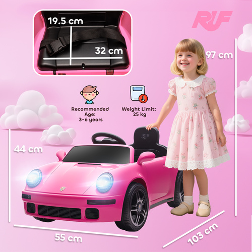 AIYAPLAY Licensed RUF CTR 2017-Yellowbird Electric Car for Kids, with Remote Control, Soft Start, MP3 Player, LED Lights, Pink