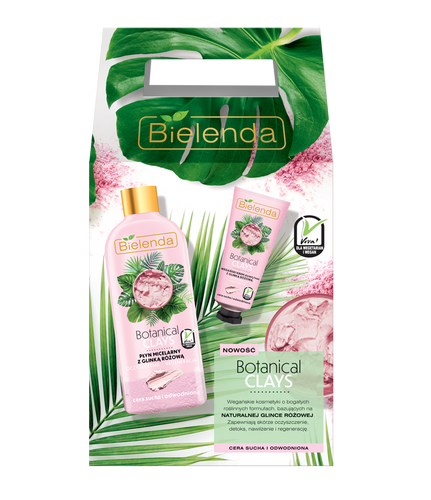 Bielenda Botanical Clays Vegan Set with Pink Clay Micellar Water and Day Night Cream 500x50ml