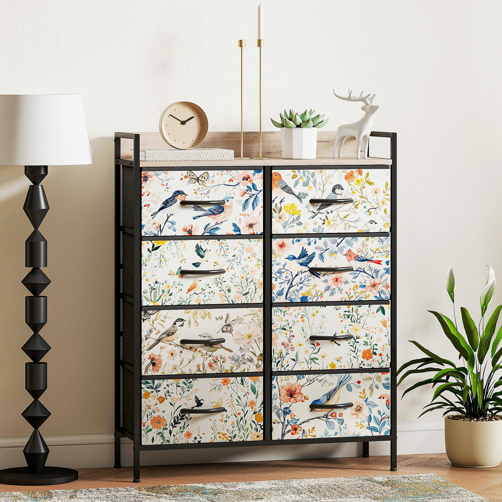 HOMCOM 8-Drawer Chest of Drawers - White