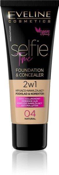 Eveline Selfie Time Foundation and Concealer Kryjący Nawilżający 2w1 Podkład Korektor 04 Natural 30ml