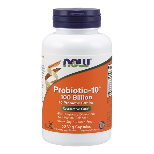 Now Foods Probiotic-10 100 Billion Wsparcie dla Układu Pokarmowego  60 Kapsułek