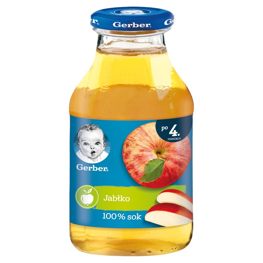 Gerber Naturalny Sok 100% Jabłko dla Niemowląt po 4 Miesiącu 200ml