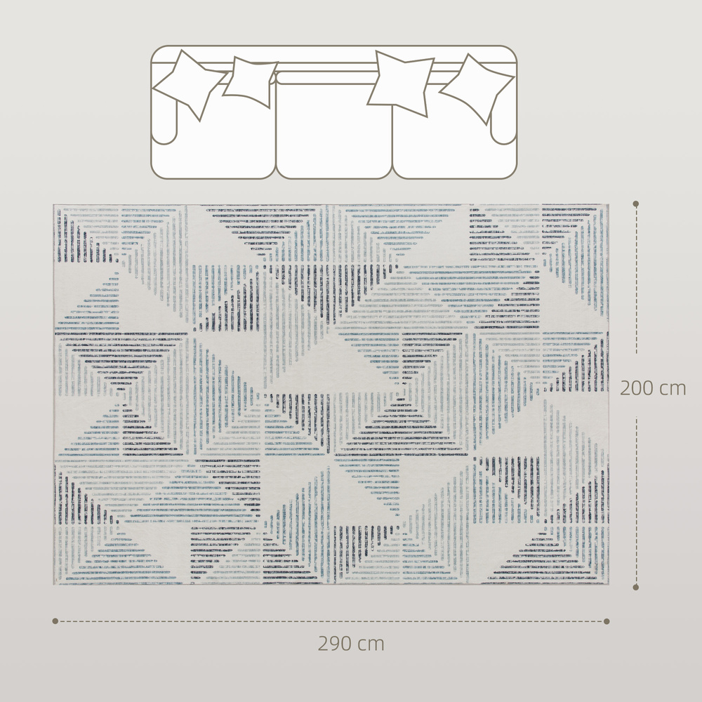 HOMCOM Modern Area Rug, Geometric Pattern Non-Slip Washable Rug, Soft Floor Carpet for Living Room, Bedroom, Dining Room, Home Office, 290 x 200 cm, Multi-Coloured