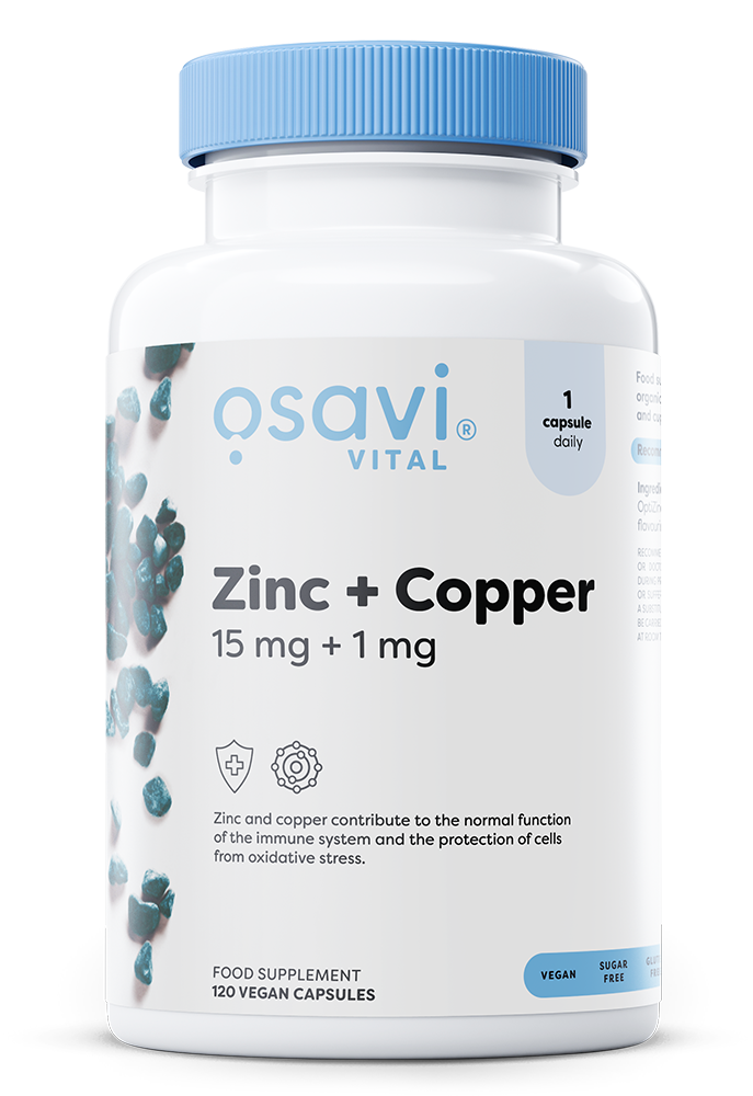 Osavi Cynk i Miedź 15mg 1mg 120 wegańskich kapsułek