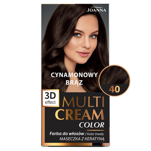 Joanna Multi Cream Trwały Intensywny Kolor Włosów Farba Pielęgnująca 40 Cynamonowy Brąz 60x40x20g