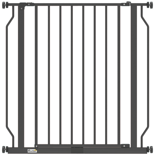PawHut Extra Wide Dog Gate, with Door Pressure, for Doorways, Hallways, Staircases - Black