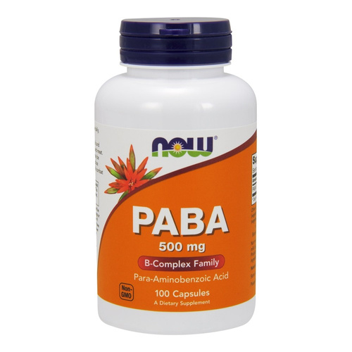 Now Foods PABA 500mg Kwas P-Aminobenzoesowy 100 Kapsułek