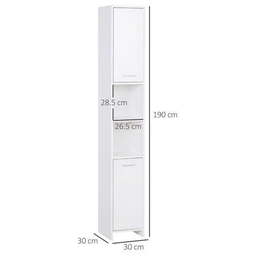 HOMCOM Tall Bathroom Storage Cabinet with Three-position Adjustable Shelves For Neutral Style, Hallway White