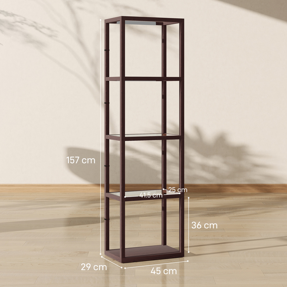 HOMCOM Four-Shelf Floor Lamp - Dark Brown