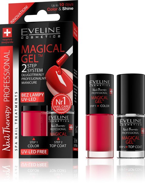 Eveline Magical Gel 2 Stopniowy System Żelowego Manicure Zestaw 07 Red 2x5ml