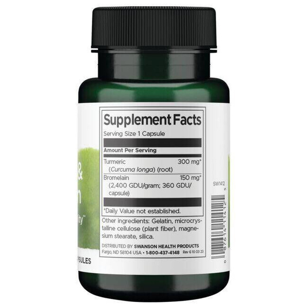 Swanson Turmeric & Bromelain for Joint and Digestive Support 60 Capsules