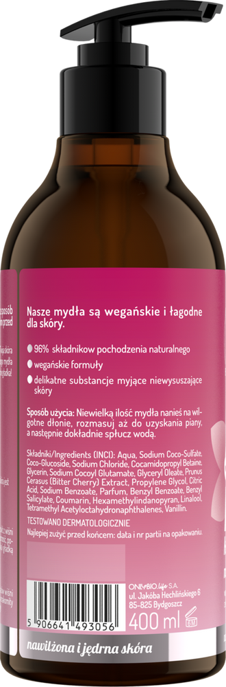 OnlyBio Body in Balance Mydło do Rąk Sakura Kwiat Wiśni dla Skóry Suchej i Szorstkiej 400ml