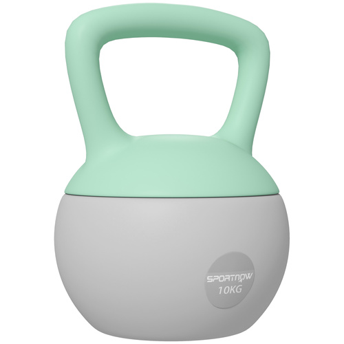 SPORTNOW 10KG Soft Kettlebell, Kettlebell with Non-Slip Handle for Home Gym, Weight Lifting, Strength Training, Green/Grey