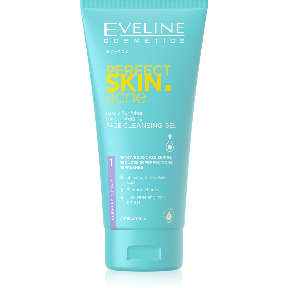 Eveline Perfect Skin Acne Deep Cleansing Wash Gel Unblocking Pores for Problematic Skin 150ml