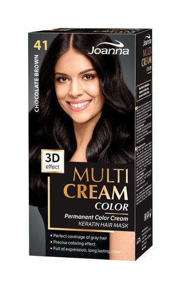 Joanna Multi Cream Trwały Intensywny Kolor Włosów Farba Pielęgnująca 41 Czekoladowy Brąz 60x40x20g
