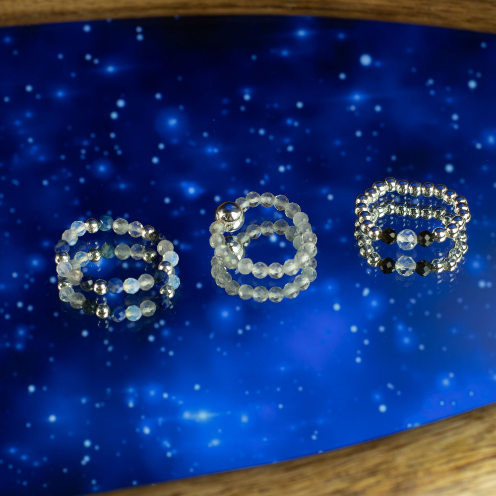 Nymph Spirit Gemstone Ring Set - Northern Lights