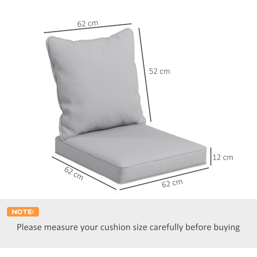 Outsunny Seat and Back Padded Cushion Set, CUSHION ONLY - Light Grey