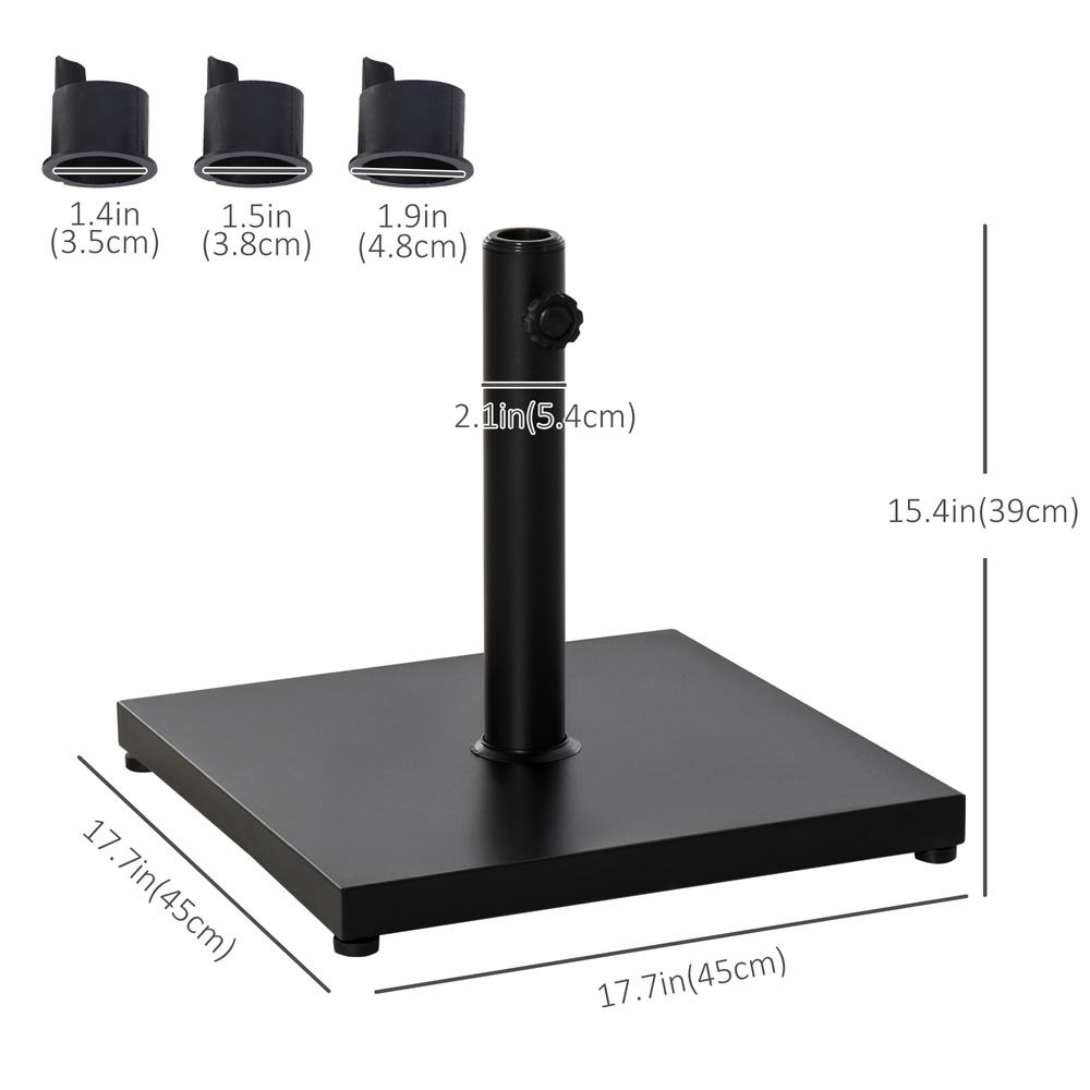 Outsunny Φ35/38/48MM 18KG Steel Square Parasol Stand Base w/ Adjustable Knob Umbrella Stand Garden Patio Outdoor Home, Black