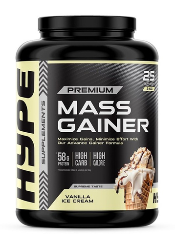 Hype Mass Gainer Vanilla Ice Cream For Bulking 3000g
