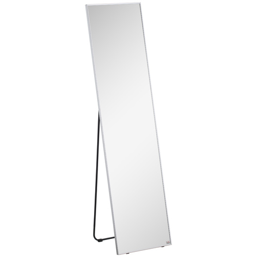 HOMCOM Full Length Mirror Wall-Mounted, 160 x 40 cm Freestanding Rectangle Dressing Mirror for Bedroom, Living Room, Silver Frame
