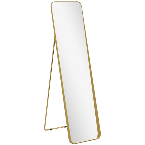 HOMCOM 40 x 160 cm Rectangular Full Length Mirror - Gold Tone