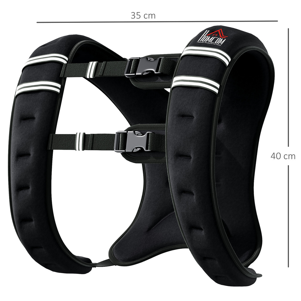 HOMCOM 10KG Weighted Vest, Running Weight Vest with Adjustable Strap, Convenient Pocket and Reflective Strips for Men and Women