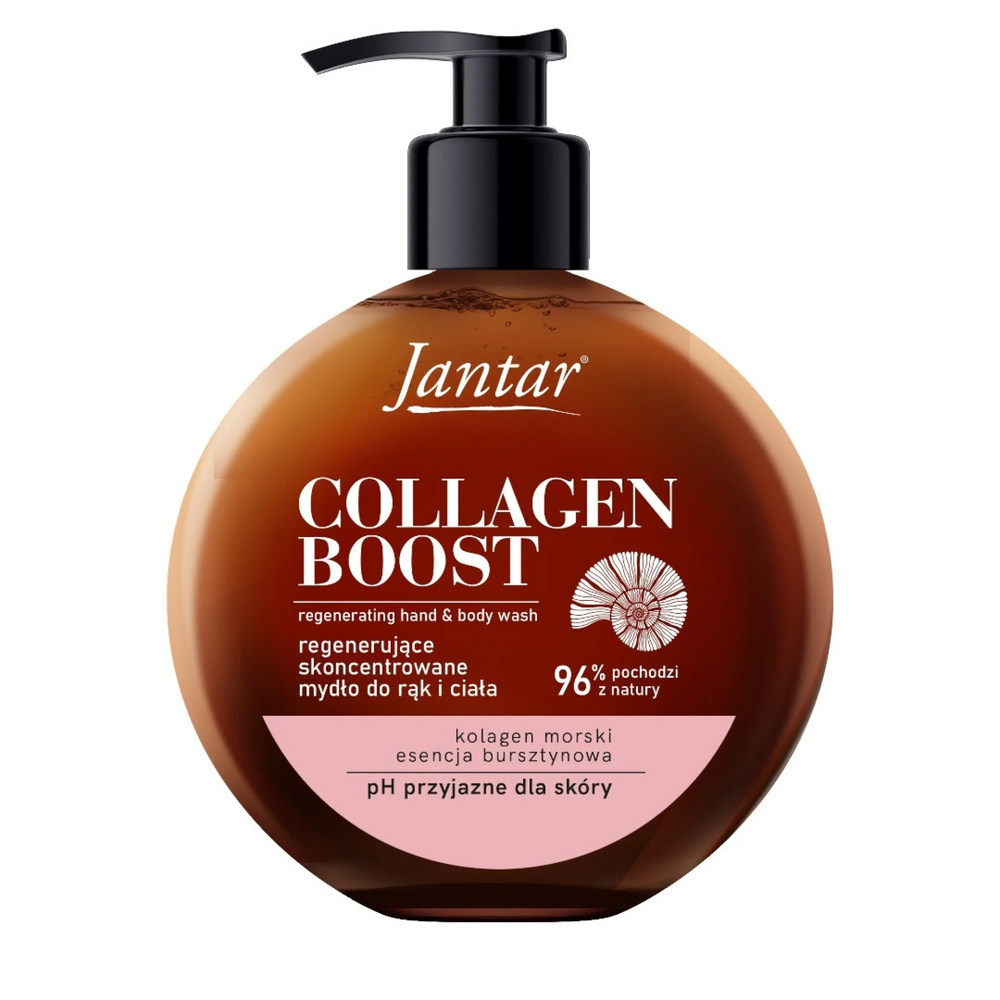 Jantar Collagen Boost Regenerujące Mydło do Rąk Esencja Bursztynowa Kolagen Morski dla Skóry Suchej 400ml