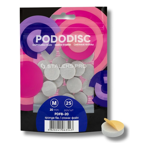 Staleks Expert Pododisc Disposable File Sponges S M L For Pedicure Discs 25pcs-PDFB-20 (MEDIUM)