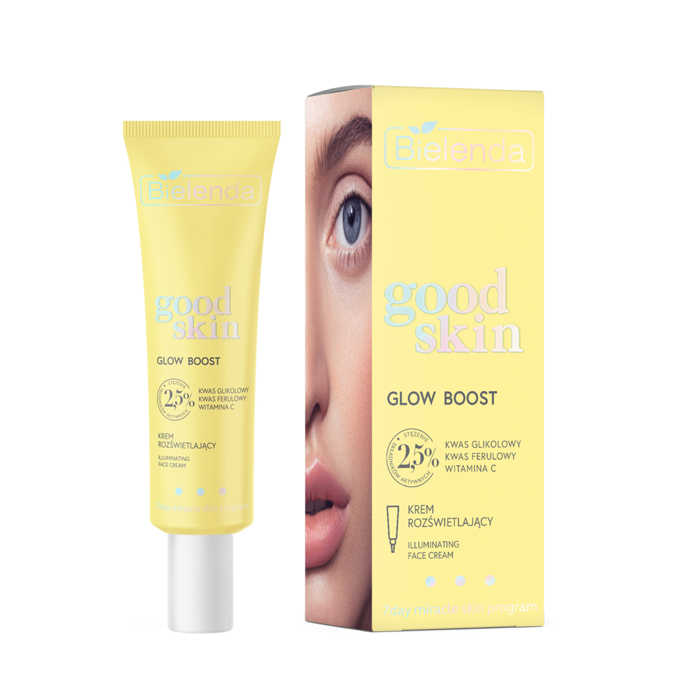 Bielenda Good Skin Glow Boost Rozświetlający Krem z Kwasem Glikolowym Witaminą C i Kwasem Ferulowym 50ml