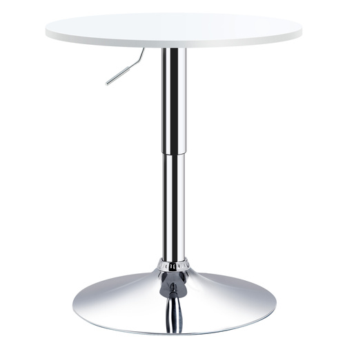 HOMCOM Bar Table Φ60cm Adjustable Height Round Bistro Table w/ Swivel Top Metal Frame Counter Surface Stylish Kitchen Conservatory White