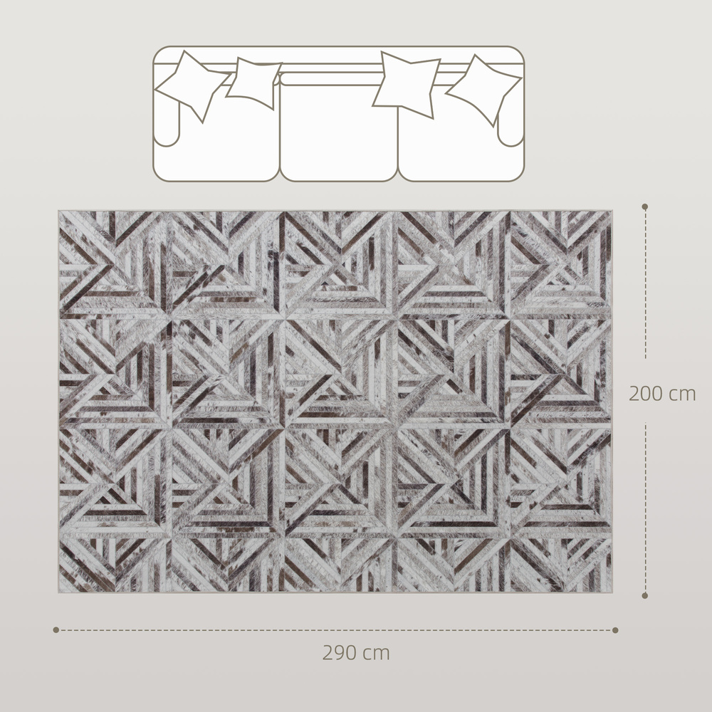 HOMCOM Modern Area Rug, Triangle Pattern Non-Slip Washable Rug, Chenille Floor Carpet for Living Room, Bedroom, Dining Room, Home Office, 290 x 200 cm, Brown