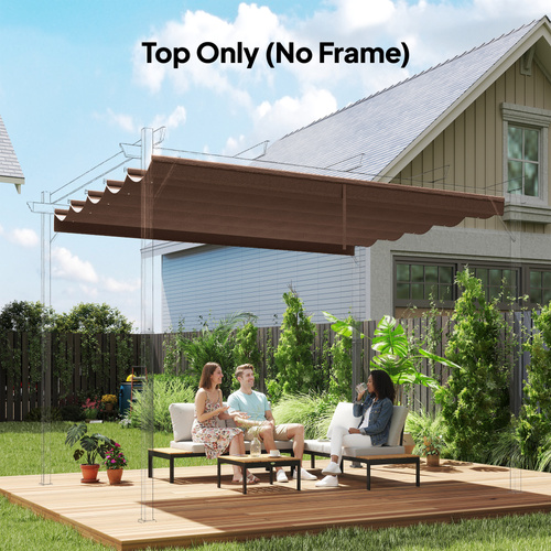 Outsunny Retractable Pergola Cover, 2.55 x 2.5 m Replacement Canopy Fabric for 3 x 3 m Frame, Roof Top Only, Brown