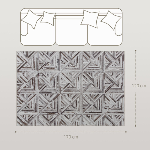 HOMCOM Modern Area Rug, Triangle Pattern Non-Slip Washable Rug, Chenille Floor Carpet for Living Room, Bedroom, Dining Room, Home Office, 170 x 120 cm, Brown