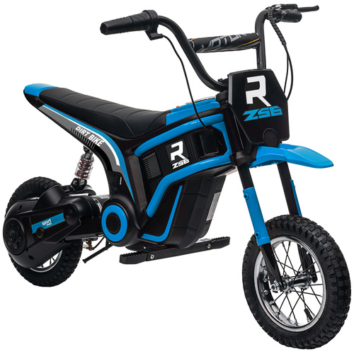 HOMCOM 24V Electric Motorbike 18km/h with Twist Grip Throttle, Enhanced Power and Extended Range - Blue