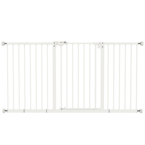 PawHut Adjustable Safety Gate w/ Three Extensions, Four Adjustable Screws, White