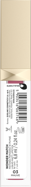 Eveline Wonder Match Hydrating Matte Liquid Lipstick 03 Mauve 6.8ml