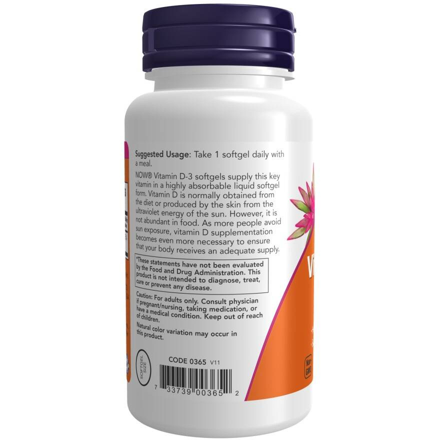 Now Foods Vitamin D-3 1000 IU Brain & Muscle Immunity Support 360 Softgels