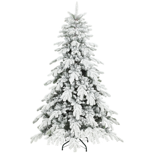 HOMCOM 6ft Super Flocked Christmas Tree - Green/White