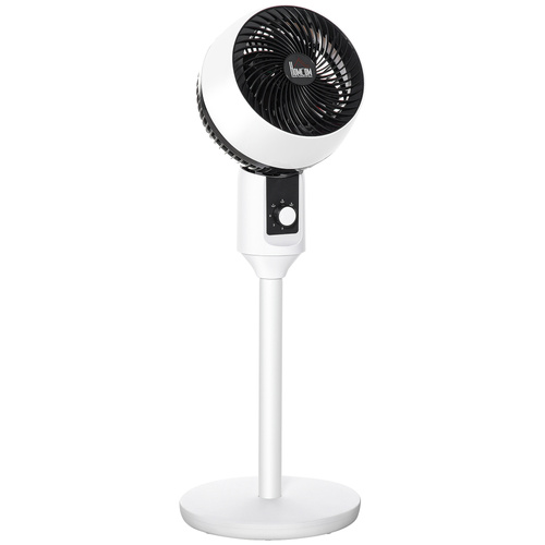 HOMCOM 9'' Air Circulator Fan 3 Speed, 70° Oscillation 90° Vertical Tilt, Carry Handle, Pedestal Fan, Pedestal Fan for Living Room, Bedroom, Office, White and Black
