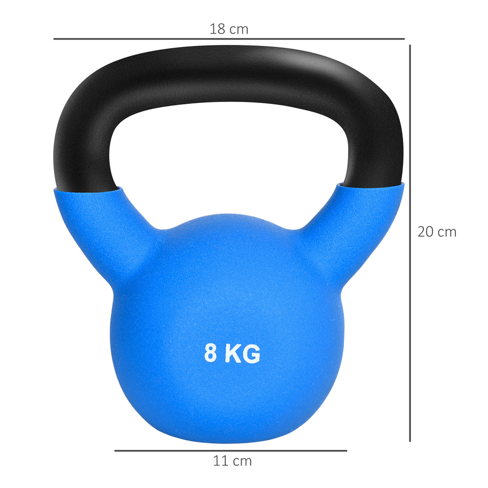 HOMCOM Kettlebell, 8kg Kettle Bell with Non-Slip Handle for Home Gym Weight Lifting and Strength Training, Blue