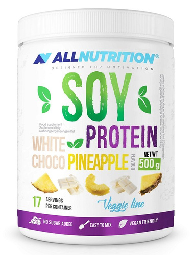 Allnutrition Vegan Soy Protein White Choco with Pineapple with no Sugar 500g