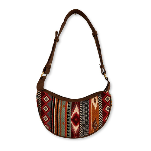 Jacquard Hobo Bag - Rich Browns (brown strap)