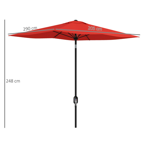 Outsunny 2 x 3 m Rectangular Parasol Umbrella - Red