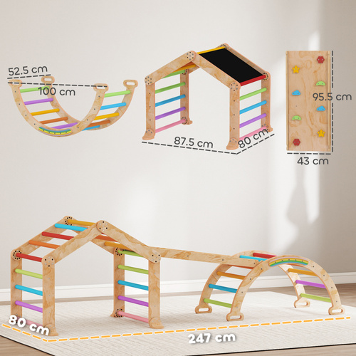 AIYAPLAY 9 in 1 Toddler Climbing Frame with Ramp, Slide, Arch, Ladder, Blackboard for 18-48 Months