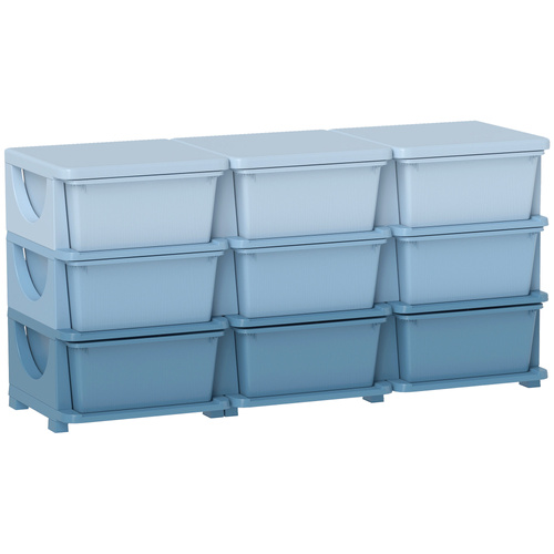HOMCOM Kids Storage Unit, with Nine Drawers - Blue