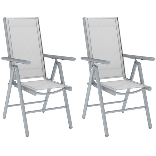 Outsunny Set of Two Aluminium Folding Chairs  - Light Grey