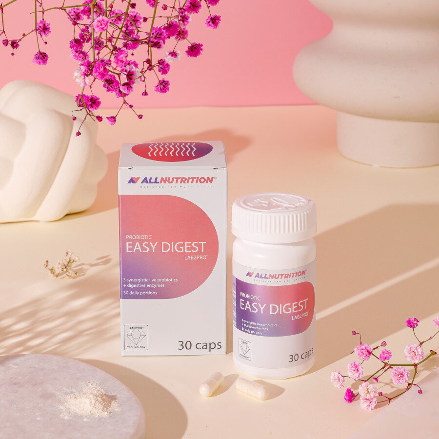 Allnutrition Probiotic Easy Digest Wspiera Równowagę Mikroflory Jelitowej 30 Kapsułek