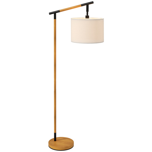 HOMCOM Metal Frame Floor Lamp with 350 Degree Rotating Lampshade, for Living Room and Bedroom, LED Bulb Included, Brown